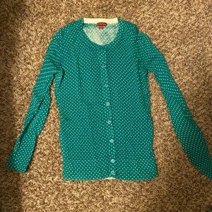Merona sweater green with white polka dots size xs
